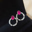 14K GOLD 1.00 CT NATURAL RUBY & DIAMOND EARRINGS