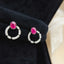 14K GOLD 1.00 CT NATURAL RUBY & DIAMOND EARRINGS