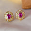 14K GOLD 0.75 CT NATURAL RUBY & DIAMOND EARRINGS