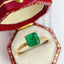 14K GOLD 1.15 CT VIVID GREEN NATURAL EMERALD & DIAMOND RING