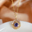 14K GOLD 0.90 CT NATURAL TANZANITE & DIAMOND PENDANT( WITHOUT CHAIN )
