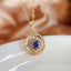 14K GOLD 0.90 CT NATURAL TANZANITE & DIAMOND PENDANT( WITHOUT CHAIN )