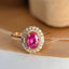 14K GOLD 1.20 CT NATURAL RUBY & DIAMOND & SAPPHIRE RING