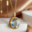 14K GOLD 8.35 CT NATURAL AQUAMARINE & SAPPHIRE PENDANT( WITHOUT CHAIN )