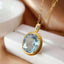 14K GOLD 8.35 CT NATURAL AQUAMARINE & SAPPHIRE PENDANT( WITHOUT CHAIN )