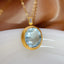 14K GOLD 8.35 CT NATURAL AQUAMARINE & SAPPHIRE PENDANT( WITHOUT CHAIN )