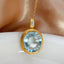 14K GOLD 8.35 CT NATURAL AQUAMARINE & SAPPHIRE PENDANT( WITHOUT CHAIN )
