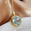 14K GOLD 8.35 CT NATURAL AQUAMARINE & SAPPHIRE PENDANT( WITHOUT CHAIN )