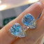 14K GOLD 8.65 CTW NATURAL AQUAMARINE & DIAMOND EARRINGS