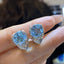 14K GOLD 8.65 CTW NATURAL AQUAMARINE & DIAMOND EARRINGS
