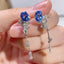 14K GOLD 2.90 CTW NATURAL SAPPHIRE & DIAMOND EARRINGS