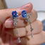 14K GOLD 2.90 CTW NATURAL SAPPHIRE & DIAMOND EARRINGS