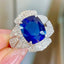 14K GOLD 4.1 CT NATURAL SAPPHIRE & DIAMOND RING