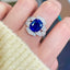 14K GOLD 4.1 CT NATURAL SAPPHIRE & DIAMOND RING