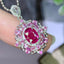 14K GOLD 1 CT NATURAL RUBY & DIAMOND & SAPPHIRE PENDANT( WITHOUT CHAIN )