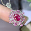 14K GOLD 1 CT NATURAL RUBY & DIAMOND & SAPPHIRE PENDANT( WITHOUT CHAIN )