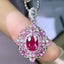 14K GOLD 1 CT NATURAL RUBY & DIAMOND & SAPPHIRE PENDANT( WITHOUT CHAIN )