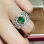 14K GOLD 0.71 CT VIVID GREEN NATURAL EMERALD & DIAMOND RING