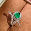 14K GOLD 0.9 CT VIVID GREEN NATURAL EMERALD & DIAMOND RING
