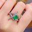 14K GOLD 0.9 CT VIVID GREEN NATURAL EMERALD & DIAMOND RING