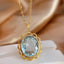 14K GOLD 10.95 CT NATURAL AQUAMARINE & DIAMOND PENDANT( WITHOUT CHAIN )