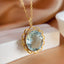 14K GOLD 10.95 CT NATURAL AQUAMARINE & DIAMOND PENDANT( WITHOUT CHAIN )