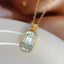 14K GOLD 5.30 CT NATURAL AQUAMARINE & DIAMOND PENDANT( WITHOUT CHAIN )