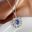 14K GOLD 1.35 CT NATURAL SAPPHIRE & DIAMOND & SAPPHIRE PENDANT( WITHOUT CHAIN )