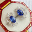 14K GOLD 1.40 CT NATURAL SAPPHIRE & DIAMOND EARRINGS