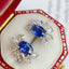 14K GOLD 1.40 CT NATURAL SAPPHIRE & DIAMOND EARRINGS