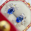 14K GOLD 1.40 CT NATURAL SAPPHIRE & DIAMOND EARRINGS