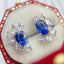 14K GOLD 1.40 CT NATURAL SAPPHIRE & DIAMOND EARRINGS