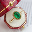 14K GOLD 1.20 CT VIVID GREEN NATURAL EMERALD & DIAMOND RING