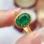 14K GOLD 1.20 CT VIVID GREEN NATURAL EMERALD & DIAMOND RING