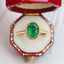 14K GOLD 1.20 CT VIVID GREEN NATURAL EMERALD & DIAMOND RING