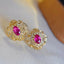 14K GOLD 0.70 CT NATURAL RUBY & DIAMOND EARRINGS