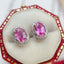 14K GOLD 1.25 CT NATURAL PADPARADSCHA SAPPHIRE & DIAMOND EARRINGS