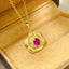 14K GOLD 0.58 CT NATURAL RUBY & DIAMOND PENDANT( WITHOUT CHAIN )