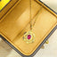 14K GOLD 0.58 CT NATURAL RUBY & DIAMOND PENDANT( WITHOUT CHAIN )