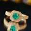 14K GOLD 0.7 CT NATURAL EMERALD & DIAMOND RING