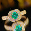 14K GOLD 0.7 CT NATURAL EMERALD & DIAMOND RING