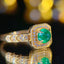 14K GOLD 0.7 CT NATURAL EMERALD & DIAMOND RING