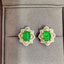 14K GOLD 3.84 CTW VIVID GREEN NATURAL EMERALD & DIAMOND EARRINGS