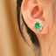 14K GOLD 3.84 CTW VIVID GREEN NATURAL EMERALD & DIAMOND EARRINGS