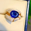 14K GOLD 3.2 CT NATURAL SAPPHIRE & DIAMOND & SAPPHIRE RING