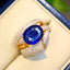 14K GOLD 3.2 CT NATURAL SAPPHIRE & DIAMOND & SAPPHIRE RING