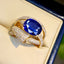 14K GOLD 3.2 CT NATURAL SAPPHIRE & DIAMOND & SAPPHIRE RING