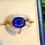 14K GOLD 3.2 CT NATURAL SAPPHIRE & DIAMOND & SAPPHIRE RING