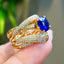 14K GOLD 3.2 CT NATURAL SAPPHIRE & DIAMOND & SAPPHIRE RING