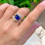 14K GOLD 3.2 CT NATURAL SAPPHIRE & DIAMOND & SAPPHIRE RING